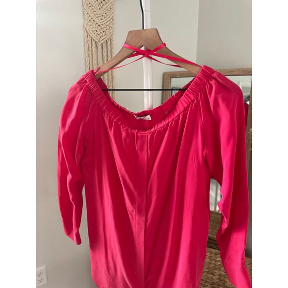 Equipment Gretchen Silk Off Shoulder Blouse Small Pink Magenta Button Down - Picture 3 of 8